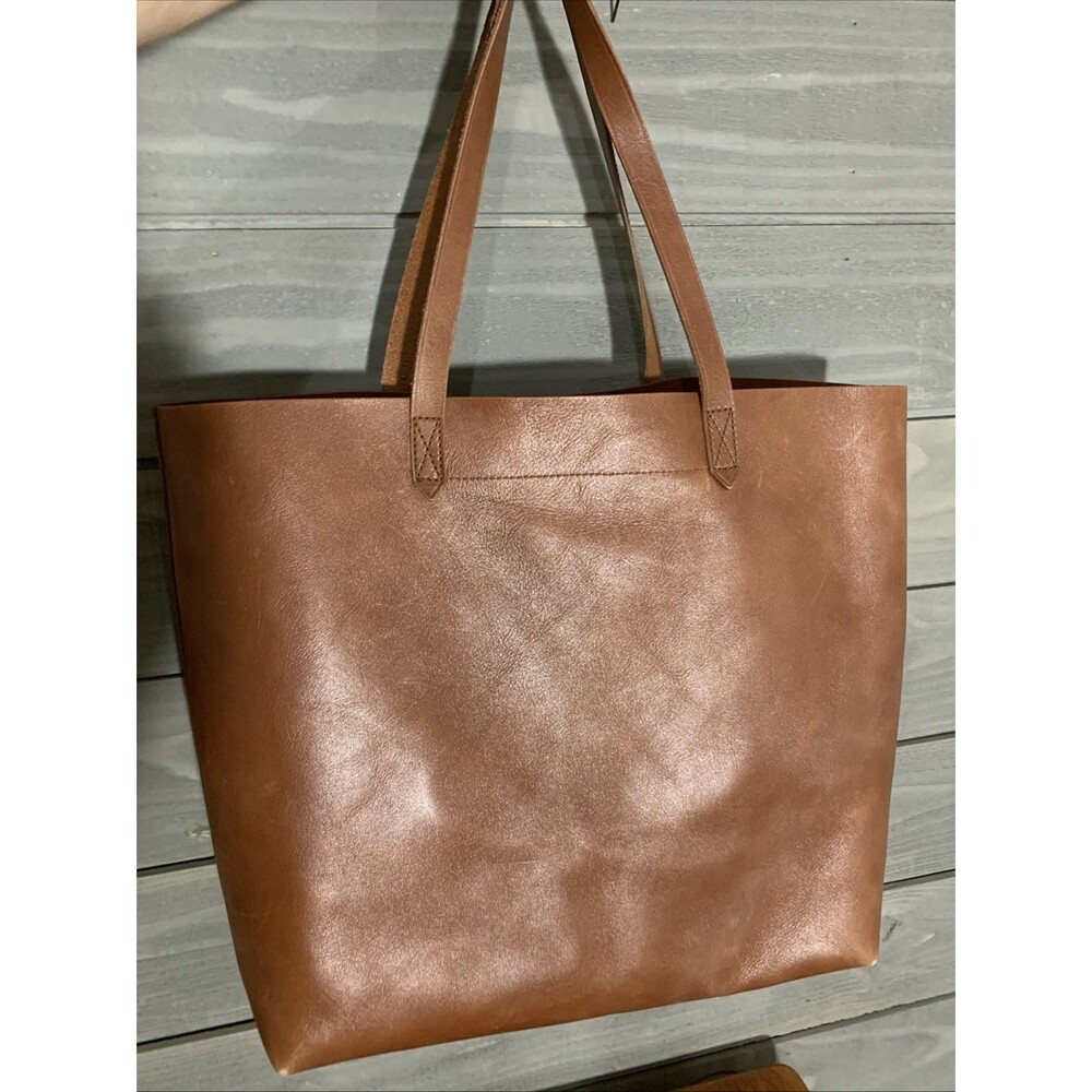 Madewell Transport Tote Brown English Saddle Leather Bag Purse - Picture 7 of 9